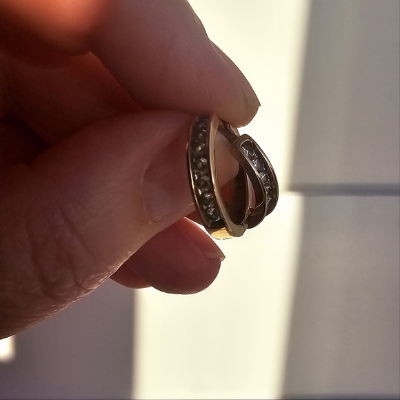 Peoples 10k Yellow Gold 14 Diamond Small Hoop Earrings 5.3g - Picture 5 of 8